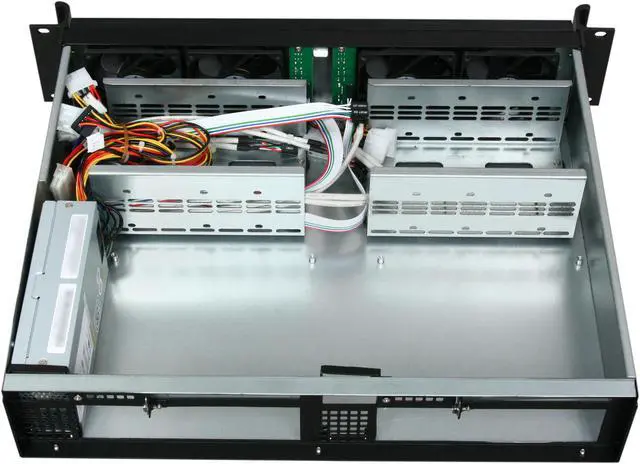 Alt view image 5 of 7 - iStarUSA D-218M2-ITX-22 Black 1.0mm Steel 2U Rackmount Compact Dual Mini-ITX Chassis 220W - OEM