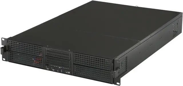 Main image of iStarUSA E-204L Black Aluminum / Steel 2U Rackmount Server Chassis 4 External 5.25" Drive Bays