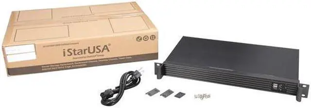 Alt view image 7 of 7 - iStarUSA D-118V2-ITX-1U180FX1 Black Aluminum / Steel 1U Rackmount Compact Server Chassis 180W