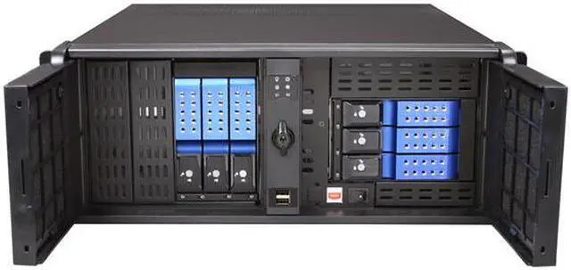 Alt view image 2 of 7 - iStarUSA D-407P-DE6BL Black Steel 4U Rackmount Compact Stylish Server Case 3 External 5.25" Drive Bays