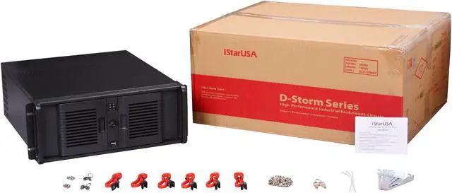 Alt view image 7 of 7 - iStarUSA D-407P-DE6BL Black Steel 4U Rackmount Compact Stylish Server Case 3 External 5.25" Drive Bays