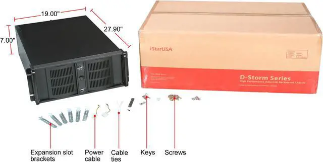 Alt view image 8 of 8 - iStarUSA D-400L-7 Black Aluminum / Steel 4U Rackmount High Performance Chassis - Black Bezel 7 External 5.25" Drive Bays