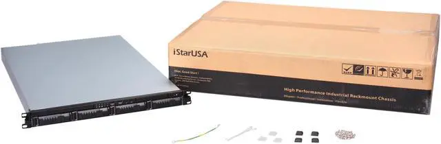 Alt view image 7 of 7 - iStarUSA E1M4 Silver Heavy-duty SGCC Cold-rolled Steel (Main Chassis) 1U Rackmount 4-Bay Storage Server Chassis
