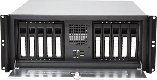 Alt view image 2 of 6 - iStarUSA D416-B10SL-SL Black Zinc-Coated Steel (Main) 4U Rackmount Compact Stylish Chassis