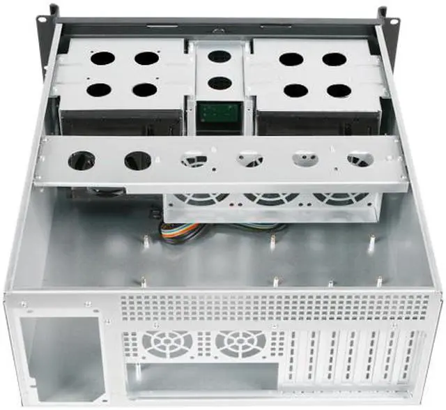 Alt view image 4 of 6 - iStarUSA D416-B6SL-SL Black Aluminum / Steel 4U Rackmount Compact Stylish Chassis - Silver Bezel 2 External 5.25" Drive Bays