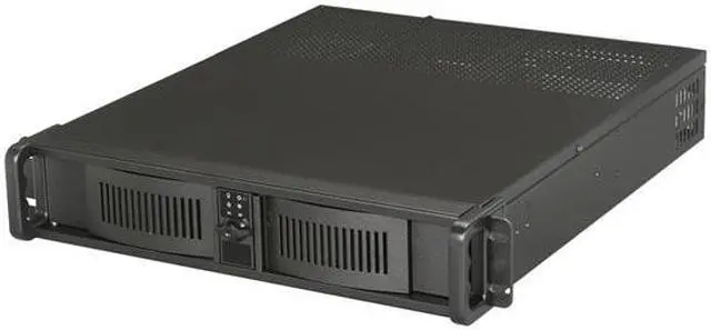 Main image of iStarUSA D-200-2U35PD8-RC Black Aluminum / Steel 2U Rackmount High Performance Chassis w/ PCI Riser Card and 350W Server PSU 350W 2 External 5.25" Drive Bays