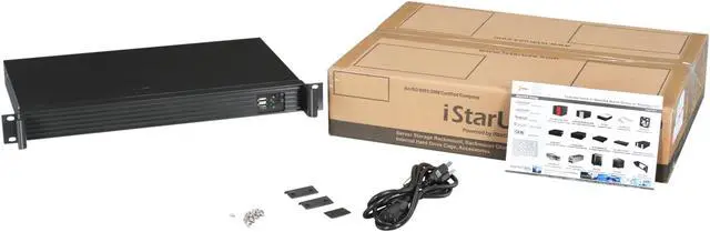 Alt view image 6 of 6 - iStarUSA D-118V2-ITX-22FX8 Black Metal / Aluminum 1U Rackmount Compact mini-ITX Chassis 220W 80Plus - OEM