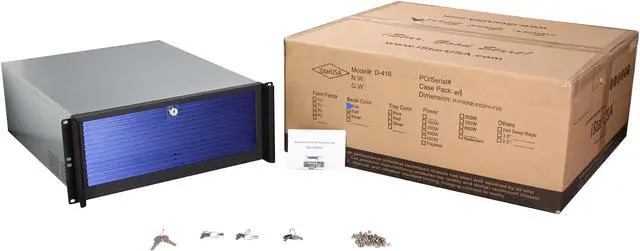 Alt view image 7 of 7 - iStarUSA D416-3DE1BL-BL Black Aluminum / Steel 4U Rackmount Compact Stylish Server Case - Blue Front Bezel 3 External 5.25" Drive Bays