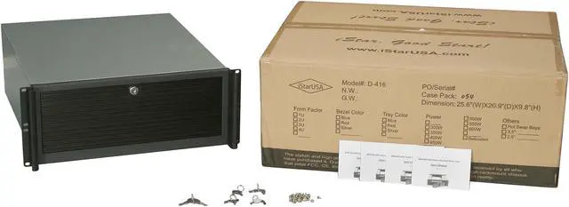 Alt view image 7 of 7 - iStarUSA D416-5DE1BK Aluminum / Steel 4U Rackmount Compact Stylish Trayless Case - Black Bezel 1 External 5.25" Drive Bays