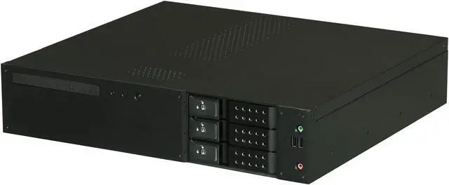 Main image of iStarUSA D-230H-T Black Aluminum / Steel 2U Rackmount Compact 3x3.5" Bay Trayless Hotswap microATX Chassis