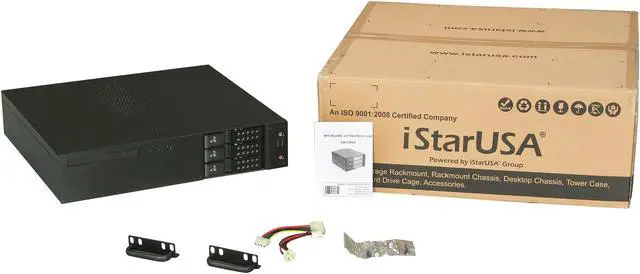 Alt view image 7 of 7 - iStarUSA D-230H-T Black Aluminum / Steel 2U Rackmount Compact 3x3.5" Bay Trayless Hotswap microATX Chassis