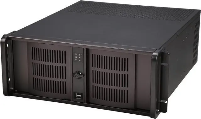 Main image of iStarUSA D-414 Black Aluminum / Steel 4U Rackmount 14 Slots Industrial PC Chassis 4 External 5.25" Drive Bays