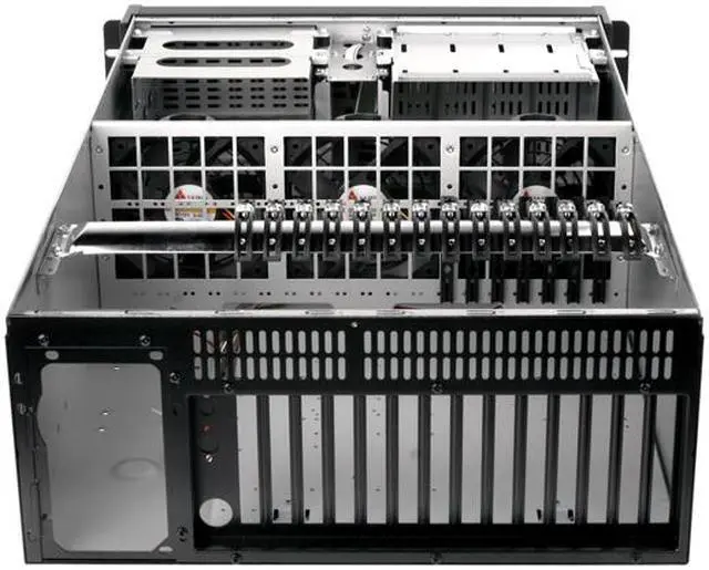 Alt view image 6 of 8 - iStarUSA D-414L-7 Black Aluminum / Steel 4U Rackmount 14 Slots Industrial PC Chassis 7 External 5.25" Drive Bays