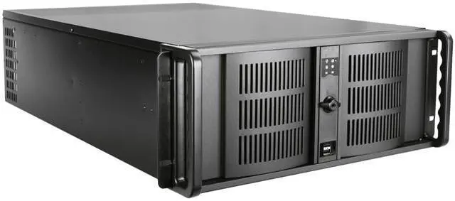Main image of iStarUSA D-414L-7 Black Aluminum / Steel 4U Rackmount 14 Slots Industrial PC Chassis 7 External 5.25" Drive Bays