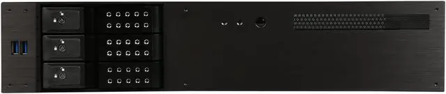 Alt view image 2 of 7 - iStarUSA D-230HN-T Black Aluminum / Steel 2U Rackmount Compact 3x 3.5" Bay Trayless Hotswap Server Case - Black HDD Handle