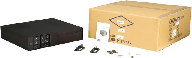 Alt view image 7 of 7 - iStarUSA D-230HN-T Black Aluminum / Steel 2U Rackmount Compact 3x 3.5" Bay Trayless Hotswap Server Case - Black HDD Handle