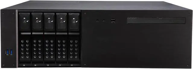 Alt view image 2 of 7 - iStarUSA D-350HN-T Black Aluminum / Steel 3U Rackmount Compact 5x3.5" Bay Trayless Hotswap Server Case - Black HDD Handle