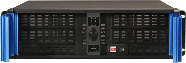 Alt view image 2 of 7 - iStarUSA D Storm D-300SEA Black Aluminum / Steel 3U Rackmount Compact Stylish Chassis - Blue Bezel 4 External 5.25" Drive Bays