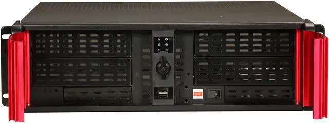 Alt view image 2 of 7 - iStarUSA D Storm D-300SEA-RD Black Aluminum / Steel 3U Rackmount Compact Stylish Chassis - Red Bezel 4 External 5.25" Drive Bays
