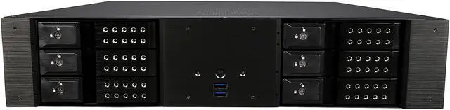 Alt view image 2 of 9 - iStarUSA D-260HN Black Aluminum 2U Rackmount Compact 6x 3.5" Bay Trayless Hotswap microATX Chassis