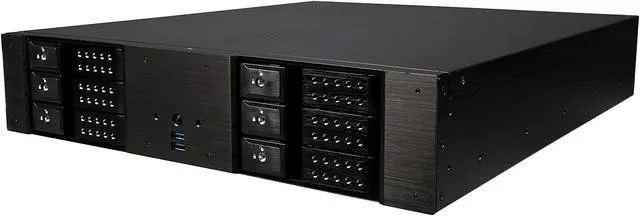 Alt view image 3 of 9 - iStarUSA D-260HN Black Aluminum 2U Rackmount Compact 6x 3.5" Bay Trayless Hotswap microATX Chassis
