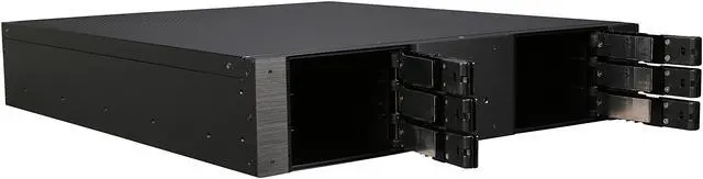 Alt view image 8 of 9 - iStarUSA D-260HN Black Aluminum 2U Rackmount Compact 6x 3.5" Bay Trayless Hotswap microATX Chassis