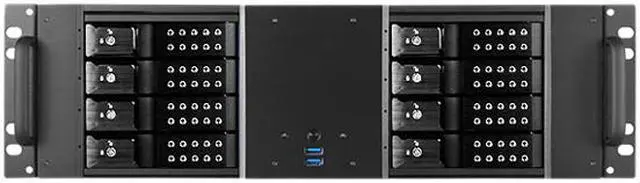 Alt view image 2 of 6 - iStarUSA D-380HN Black Aluminum 3U Rackmount Compact 8x 3.5" Bay Trayless Hotswap microATX Chassis