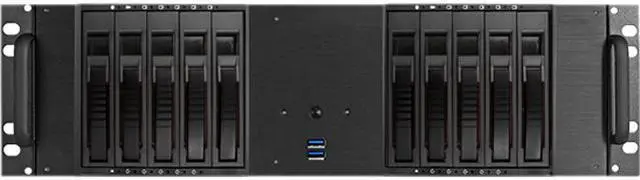 Main image of iStarUSA D-3100HB Black Aluminum 3U Rackmount Compact 10x 3.5" Bay Hotswap microATX Chassis