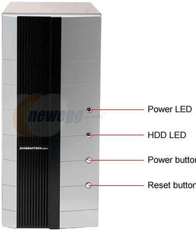Alt view image 3 of 19 - Sunbeam IC-SS-US-SVBK Silver/Black Steel ATX Mid Tower Computer Case 450W Power Supply