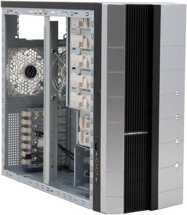 Alt view image 9 of 12 - Sunbeam Silent Storm IC-SS-SVBK Black/Silver Steel ATX Mid Tower Computer Case