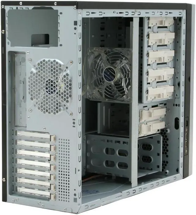 Alt view image 10 of 12 - Sunbeam Silent Storm IC-SS-SVBK Black/Silver Steel ATX Mid Tower Computer Case
