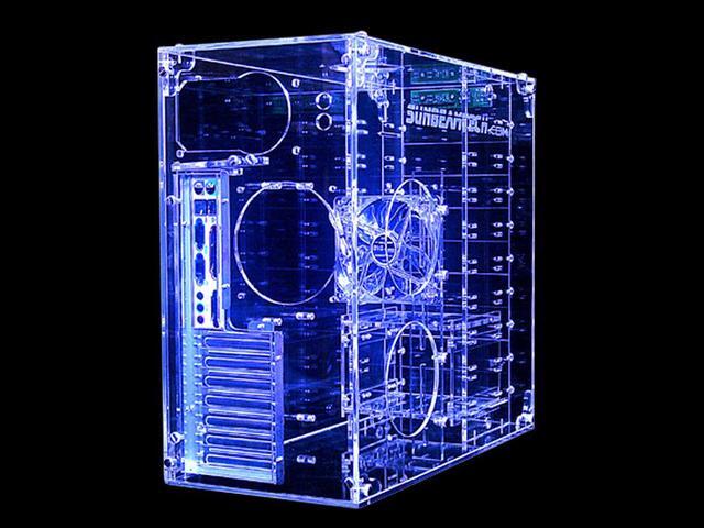 Alt view image 3 of 4 - Sunbeam AC9B-HUVB Blue Clear Acrylic ATX Mid Tower Computer Case