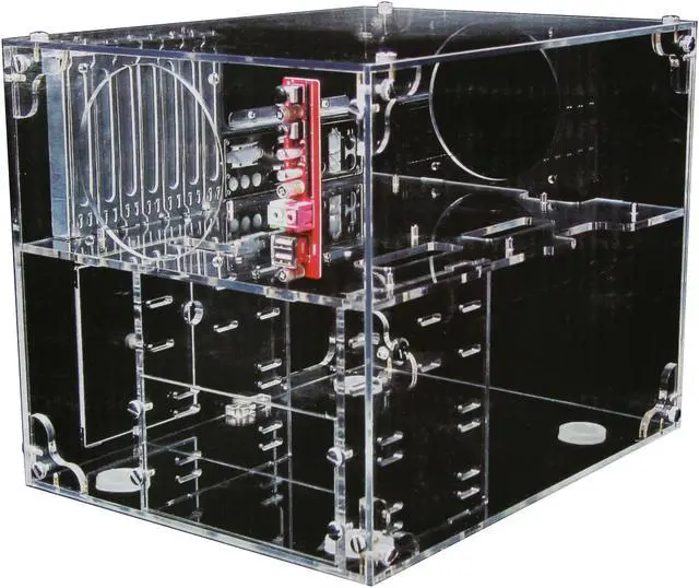 Alt view image 2 of 4 - Sunbeam UFO ACUF-HUVB UV Blue Clear Acrylic ATX Cube Computer Case