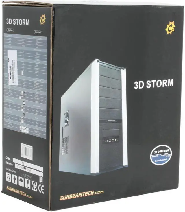 Alt view image 13 of 13 - Sunbeam 3D Storm IC-3DS-SVBK Black Steel ATX Mid Tower Computer Case