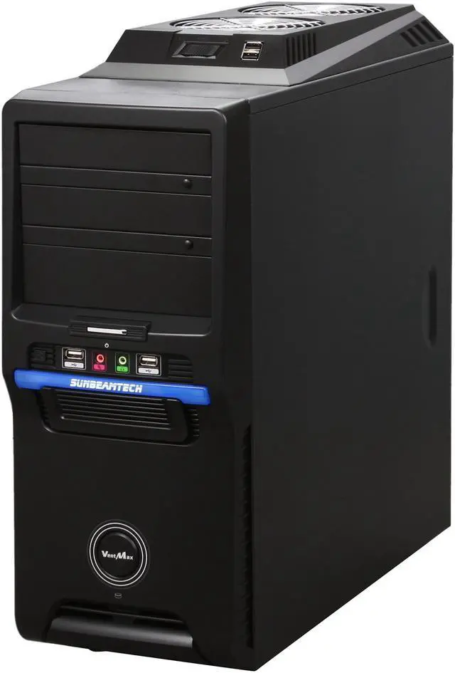Alt view image 3 of 10 - Sunbeam VentMax IC-VM-BK Black Interior SGCC 0.6mm ATX Mid Tower Computer Case with 5PCS Case Fans and a Fan Controller