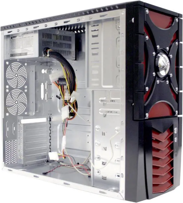 Alt view image 7 of 10 - MGE SIDEWINDER CA-SIDEWINDER-K Black/Red Steel ATX Mid Tower Computer Case 400W Power Supply