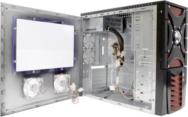 Alt view image 8 of 10 - MGE SIDEWINDER CA-SIDEWINDER-K Black/Red Steel ATX Mid Tower Computer Case 400W Power Supply