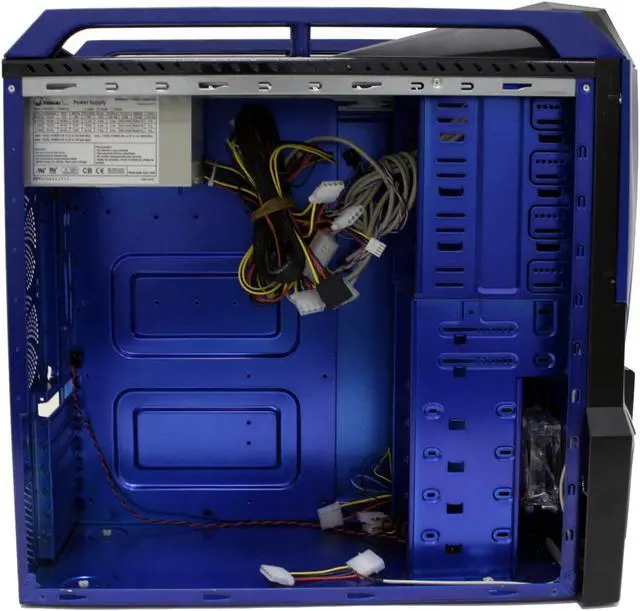 Alt view image 8 of 14 - MGE CA-VIPER-KB Black/Blue Steel ATX Mid Tower Computer Case 500W Power Supply