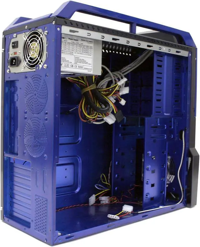 Alt view image 9 of 14 - MGE CA-VIPER-KB Black/Blue Steel ATX Mid Tower Computer Case 500W Power Supply