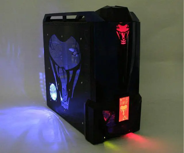 Alt view image 14 of 14 - MGE CA-VIPER-KB Black/Blue Steel ATX Mid Tower Computer Case 500W Power Supply