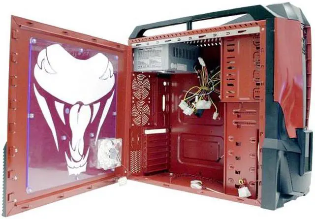 Alt view image 5 of 12 - MGE Viper CA-VIPER-RK Red/Black 0.7mm SECC ATX Mid Tower Computer Case 500W Dual Fan SATA Ready, AMD/INTEL Power Supply