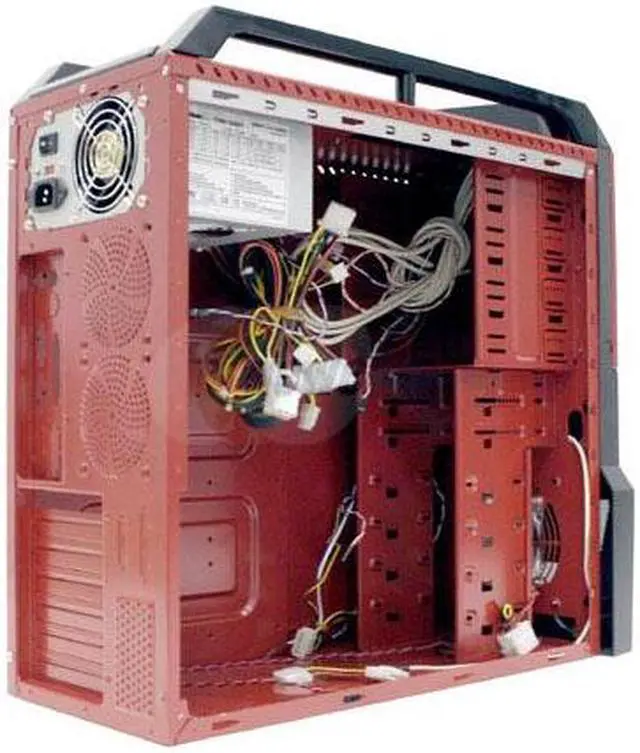 Alt view image 7 of 12 - MGE Viper CA-VIPER-RK Red/Black 0.7mm SECC ATX Mid Tower Computer Case 500W Dual Fan SATA Ready, AMD/INTEL Power Supply