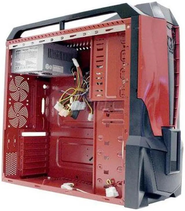 Alt view image 6 of 12 - MGE Viper CA-VIPER-RK Red/Black 0.7mm SECC ATX Mid Tower Computer Case 500W Dual Fan SATA Ready, AMD/INTEL Power Supply