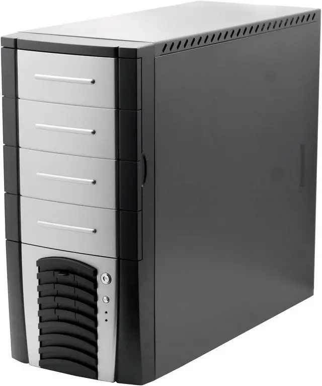 Alt view image 3 of 12 - MGE SOHO H1 CASOHO-H1-K Black/Silver Steel ATX Mid Tower Computer Case 400W Power Supply