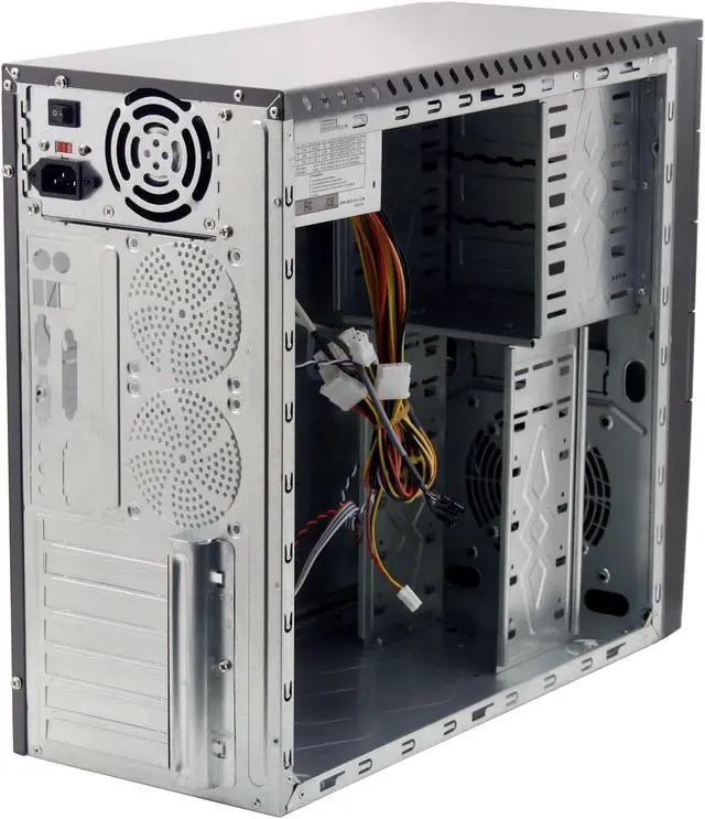 Alt view image 8 of 12 - MGE SOHO H1 CASOHO-H1-K Black/Silver Steel ATX Mid Tower Computer Case 400W Power Supply