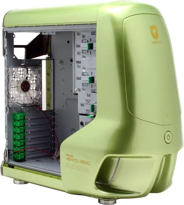 Alt view image 9 of 11 - ASUS VENTO 3600 Green Steel / Plastic ATX Mid Tower Computer Case