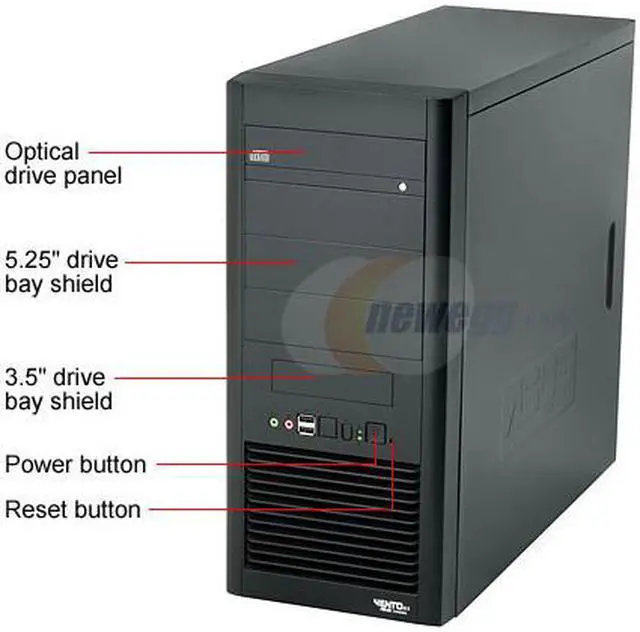 Alt view image 2 of 14 - ASUS TA-982 (Vento) Black Steel ATX Mid Tower Computer Case 350W Power Supply