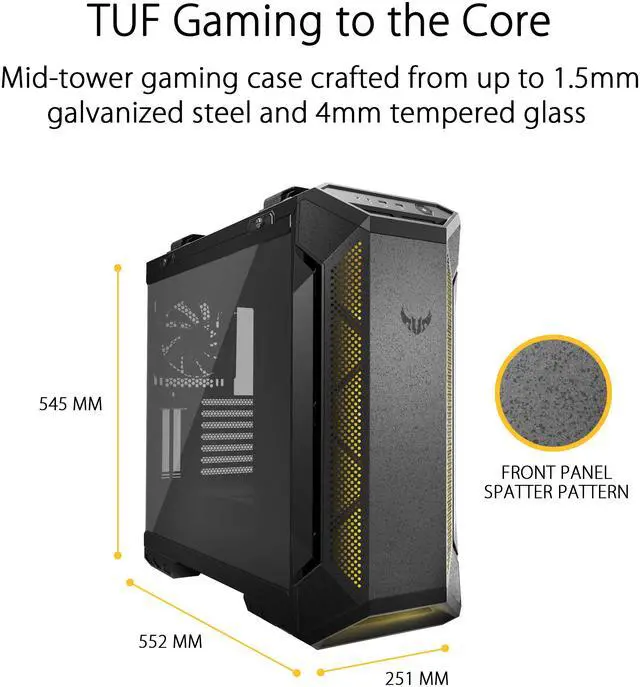 Alt view image 2 of 8 - ASUS TUF Gaming GT501 Mid-Tower Computer Case for up to EATX Motherboards with USB 3.0 Front Panel, Smoked Tempered Glass, Steel Construction, and Four Case Fans (GT501 TUF GAMING CASE/GRY/WITH HANDL)