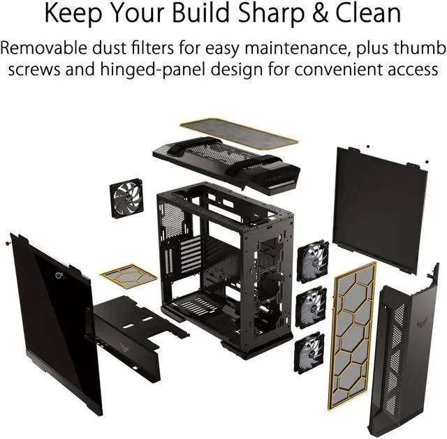 Alt view image 4 of 8 - ASUS TUF Gaming GT501 Mid-Tower Computer Case for up to EATX Motherboards with USB 3.0 Front Panel, Smoked Tempered Glass, Steel Construction, and Four Case Fans (GT501 TUF GAMING CASE/GRY/WITH HANDL)