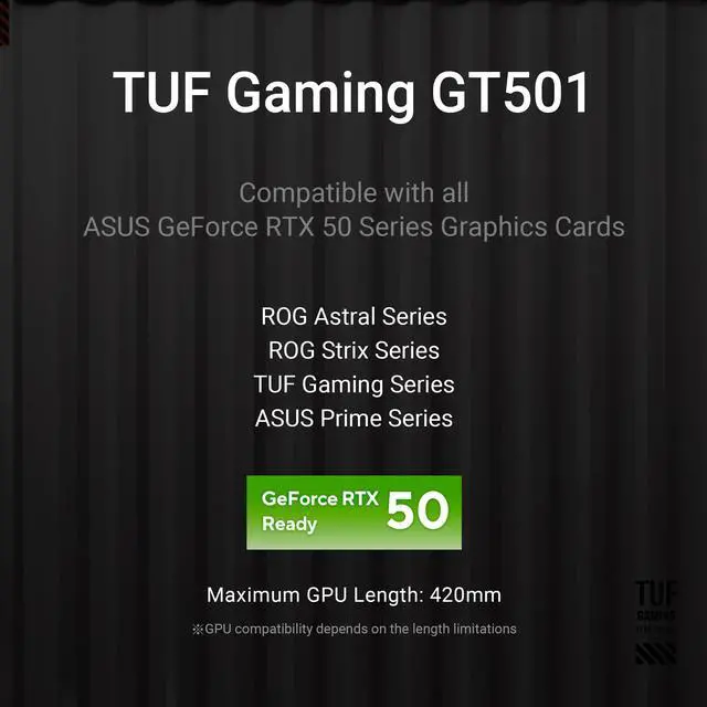 Alt view image 8 of 8 - ASUS TUF Gaming GT501 Mid-Tower Computer Case for up to EATX Motherboards with USB 3.0 Front Panel, Smoked Tempered Glass, Steel Construction, and Four Case Fans (GT501 TUF GAMING CASE/GRY/WITH HANDL)